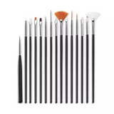 Kit Com 15 Pincel Para Decoração De Unhas Dafu